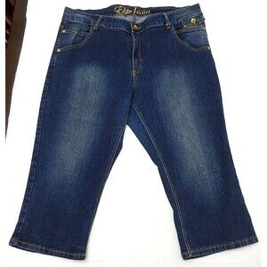 Elite Jeans Women Jeans Plus Sz 21/22 Flared High Rise Dark Wash Stretch Crop